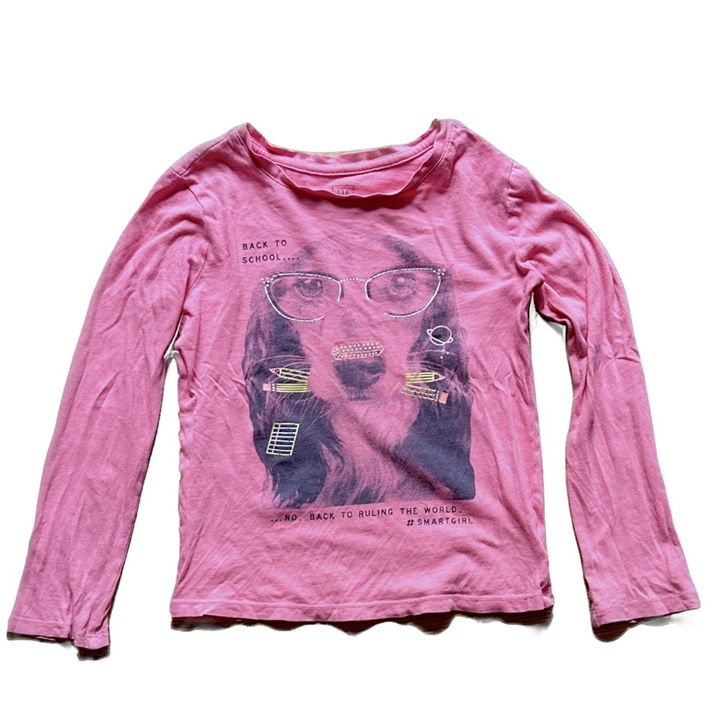 Kids’ Academia #SmartGirl Long Sleeve Gap Tee-Shirt Back-To-School ~S (girl 6-7)